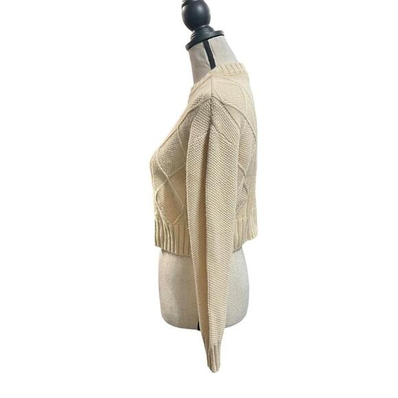 Shoshanna Adorable Coquette Cream Heart Pattern Long Sleeve Cropped Sweater S - Picture 4 of 6